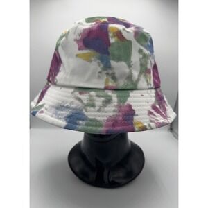 Bucket Hat Unisex OS Multicolor Abstract Paint Splatter Canvas Coloblock 90's
